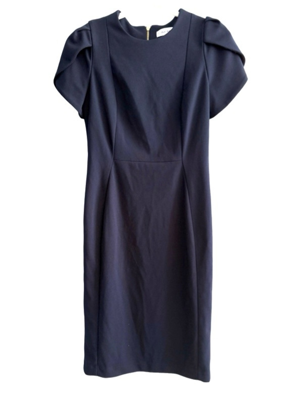 Calvin Klein Tulip Sleeve Dress Tailored Sheath Navy Blue Size 4